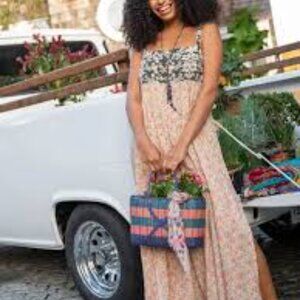 Natural Life Patti Side Slit Maxi Dress - Charcoal Pink - Medium